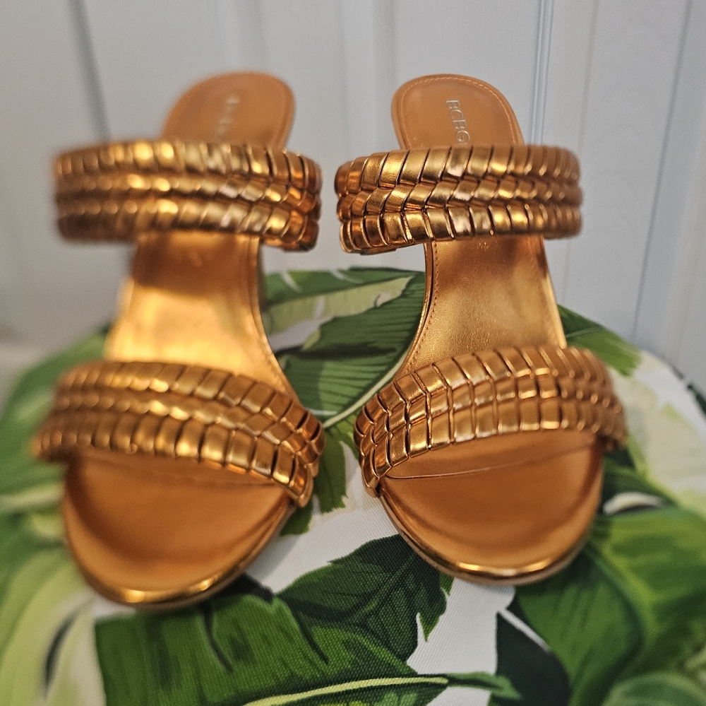 BCBG Metallic Tangerine Braided Sandals
